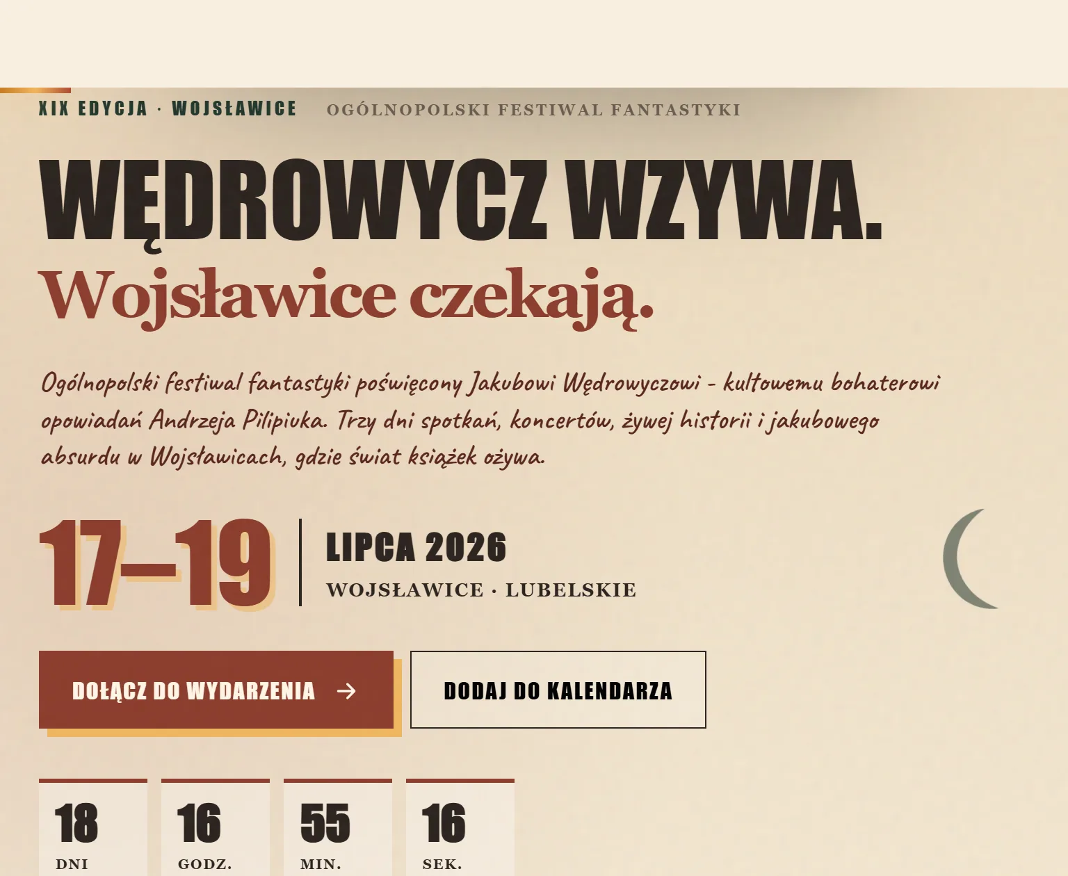 Strona Dni Jakuba Wędrowycza - widok tabletowy